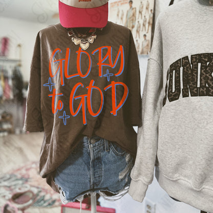GLORY to GOD Red Blue Sublimation Design PNG Digital Download Faith Church