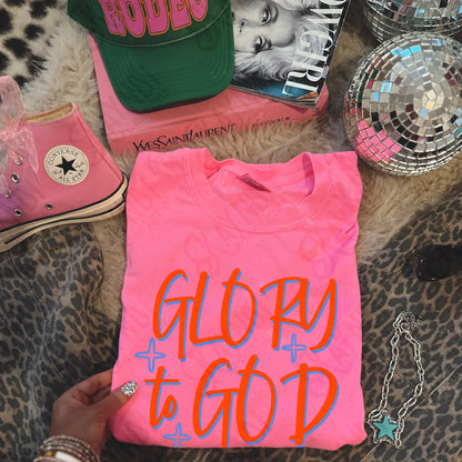 GLORY to GOD Red Blue Sublimation Design PNG Digital Download Faith Church