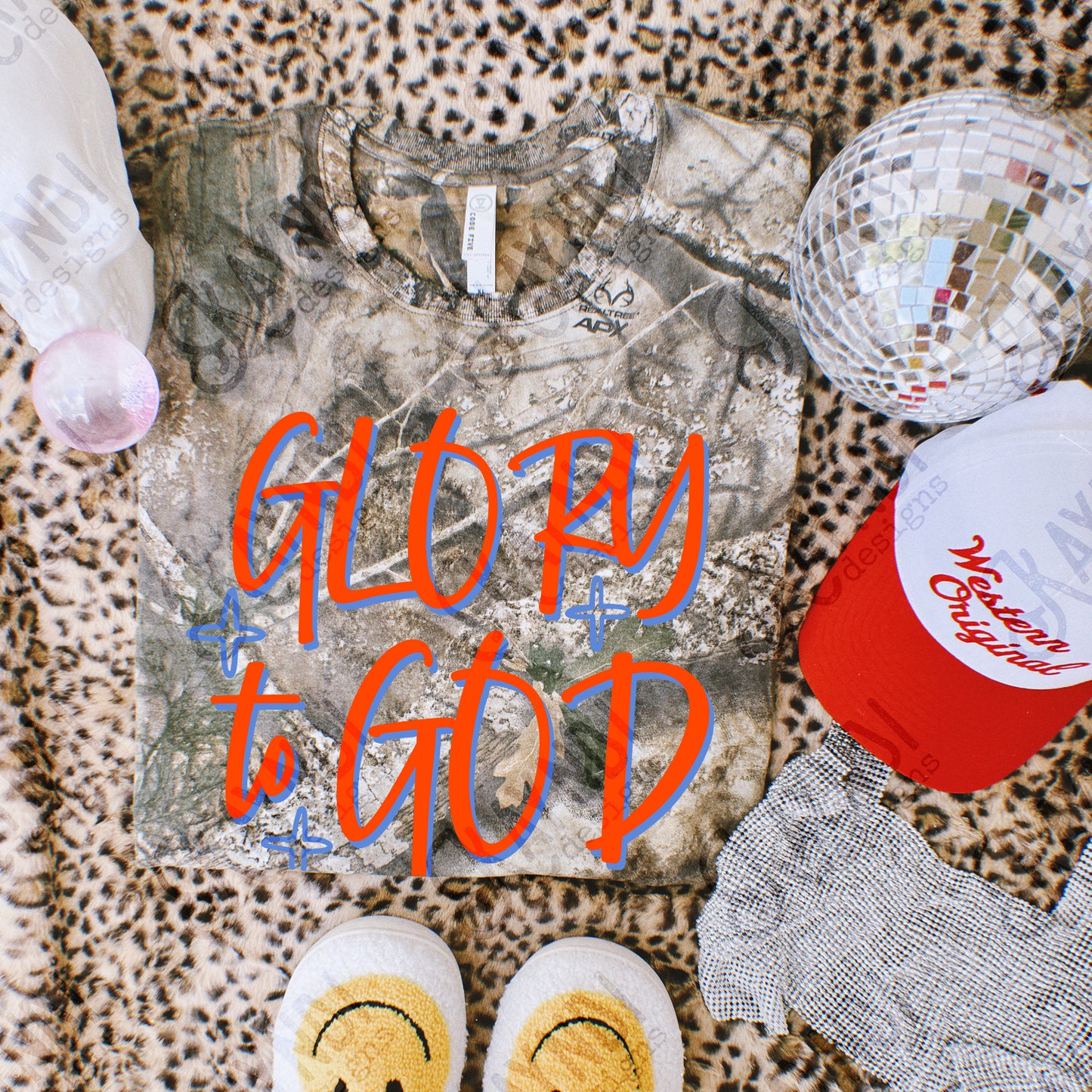 GLORY to GOD Red Blue Sublimation Design PNG Digital Download Faith Church