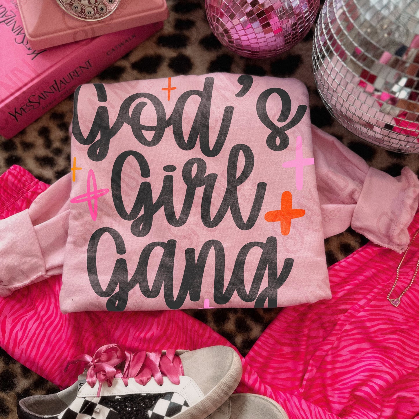 God's Girl Gang Sublimation Design PNG Digital Download Faith Church Sparkle