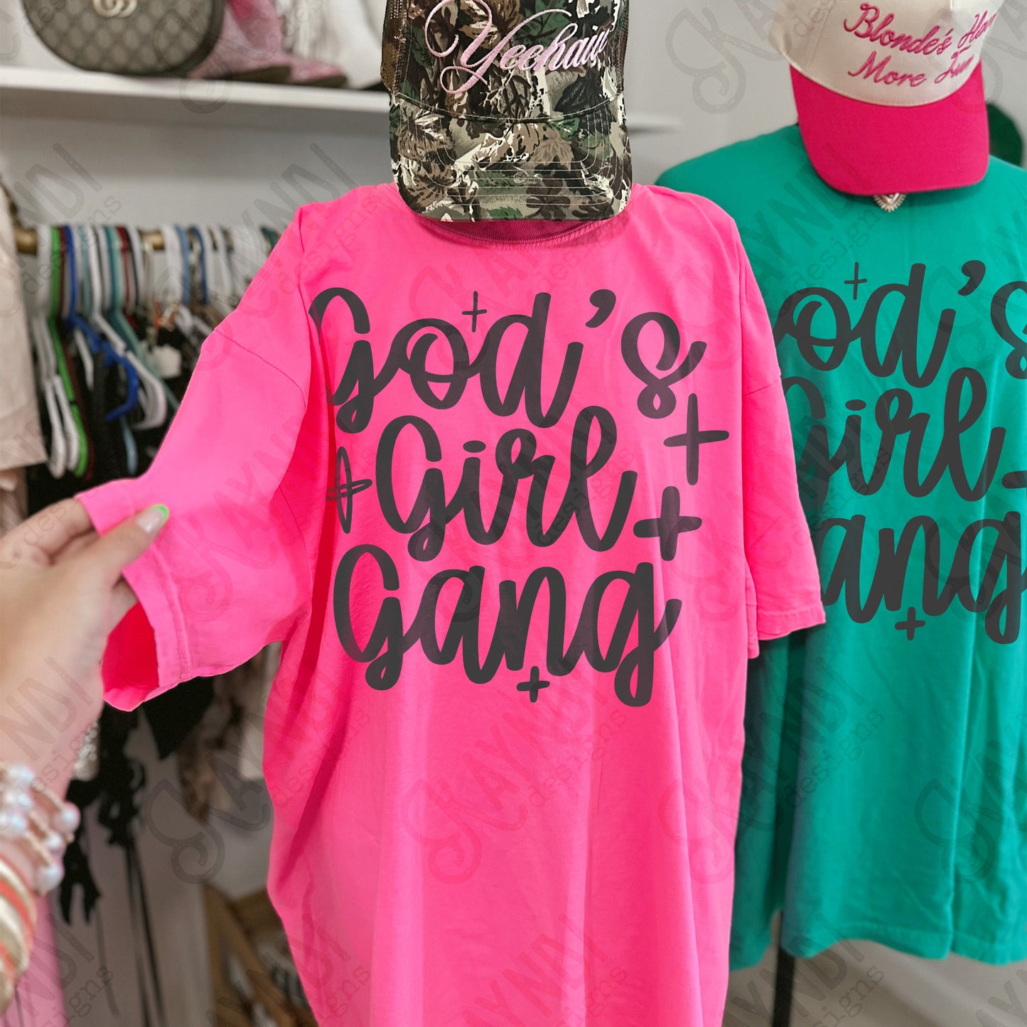 God's Girl Gang Single Color Sublimation Design PNG Digital Download Faith Church Sparkle (Copy)