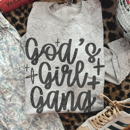 God's Girl Gang Single Color Sublimation Design PNG Digital Download Faith Church Sparkle (Copy)