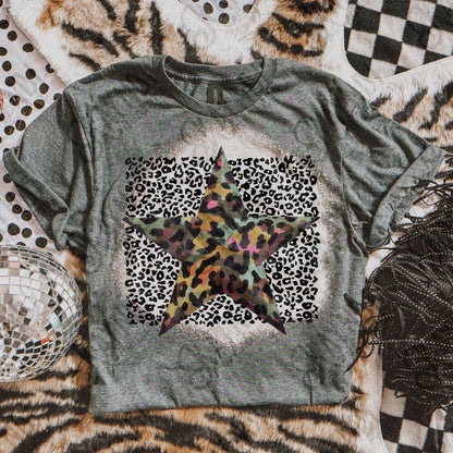 Leopard Camo Star Design PNG Digital Download Sublimation DTF Print Ready