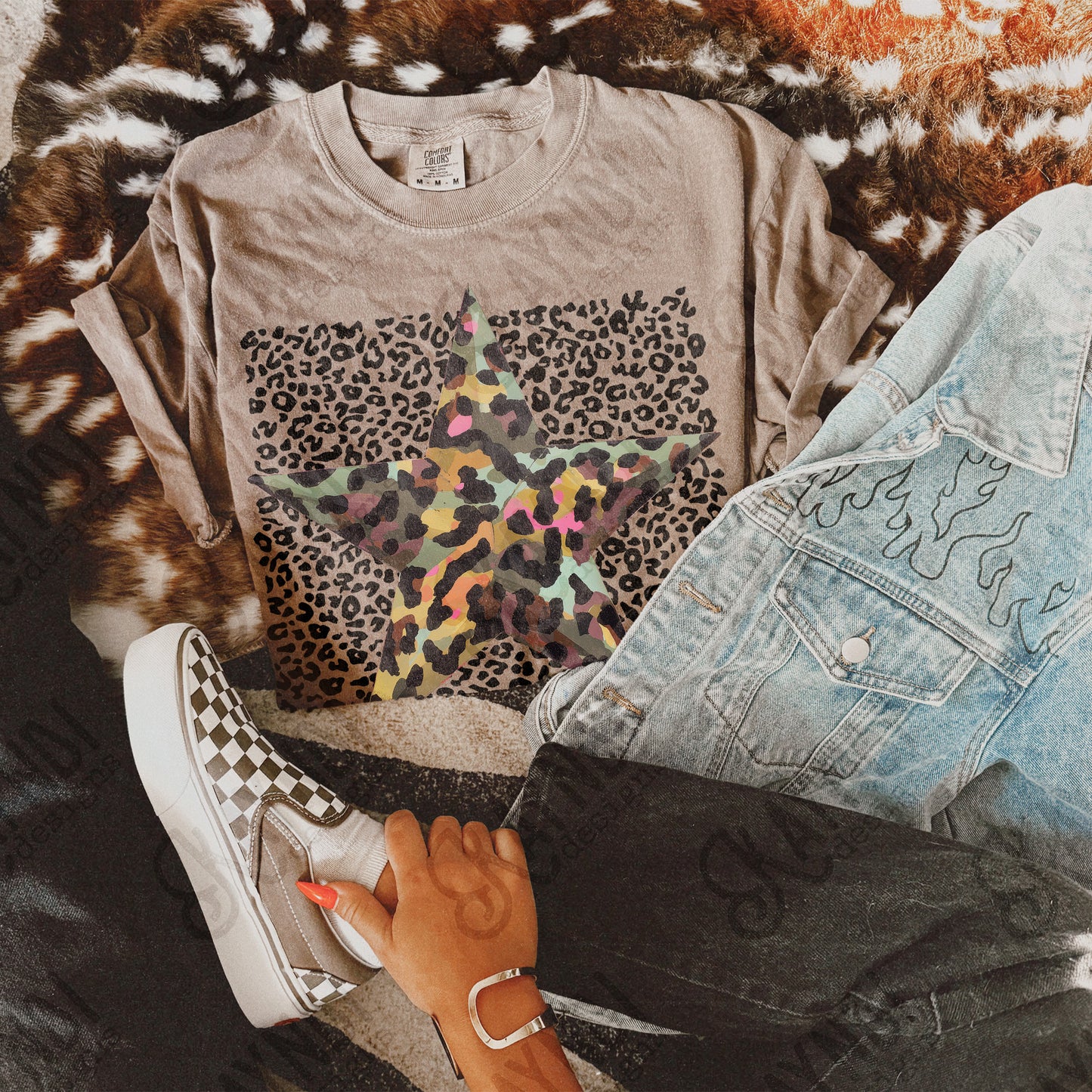 Leopard Camo Star Design PNG Digital Download Sublimation DTF Print Ready