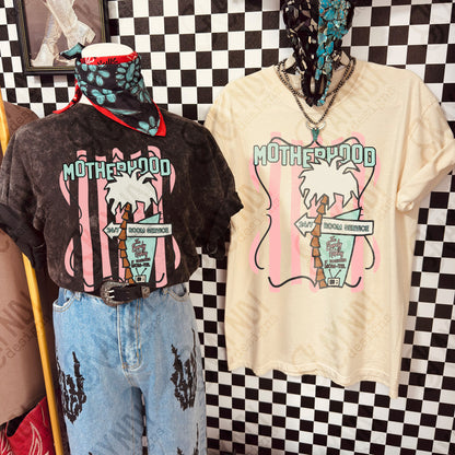 Motherhood The Barely Holding it Together Mom-tel Sublimation Design PNG Digital Download Preppy Palm Stripes