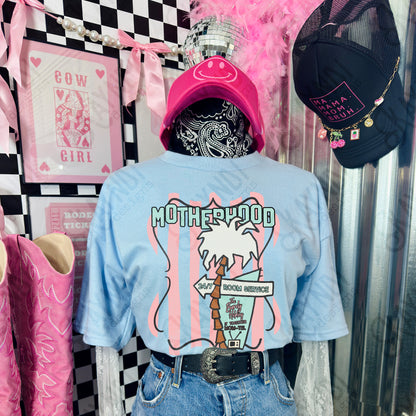 Motherhood The Barely Holding it Together Mom-tel Sublimation Design PNG Digital Download Preppy Palm Stripes