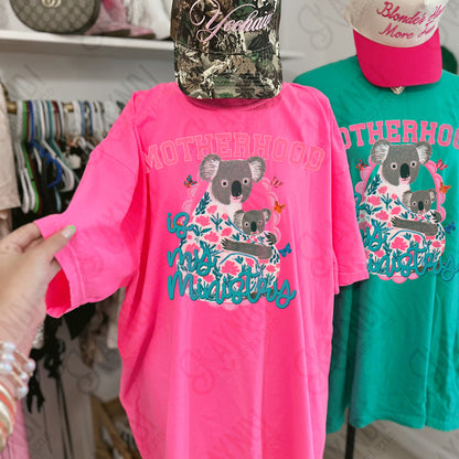 Motherhood is my Ministry Sublimation Design PNG Digital Download Preppy Koala Butterfly Colorful Mom