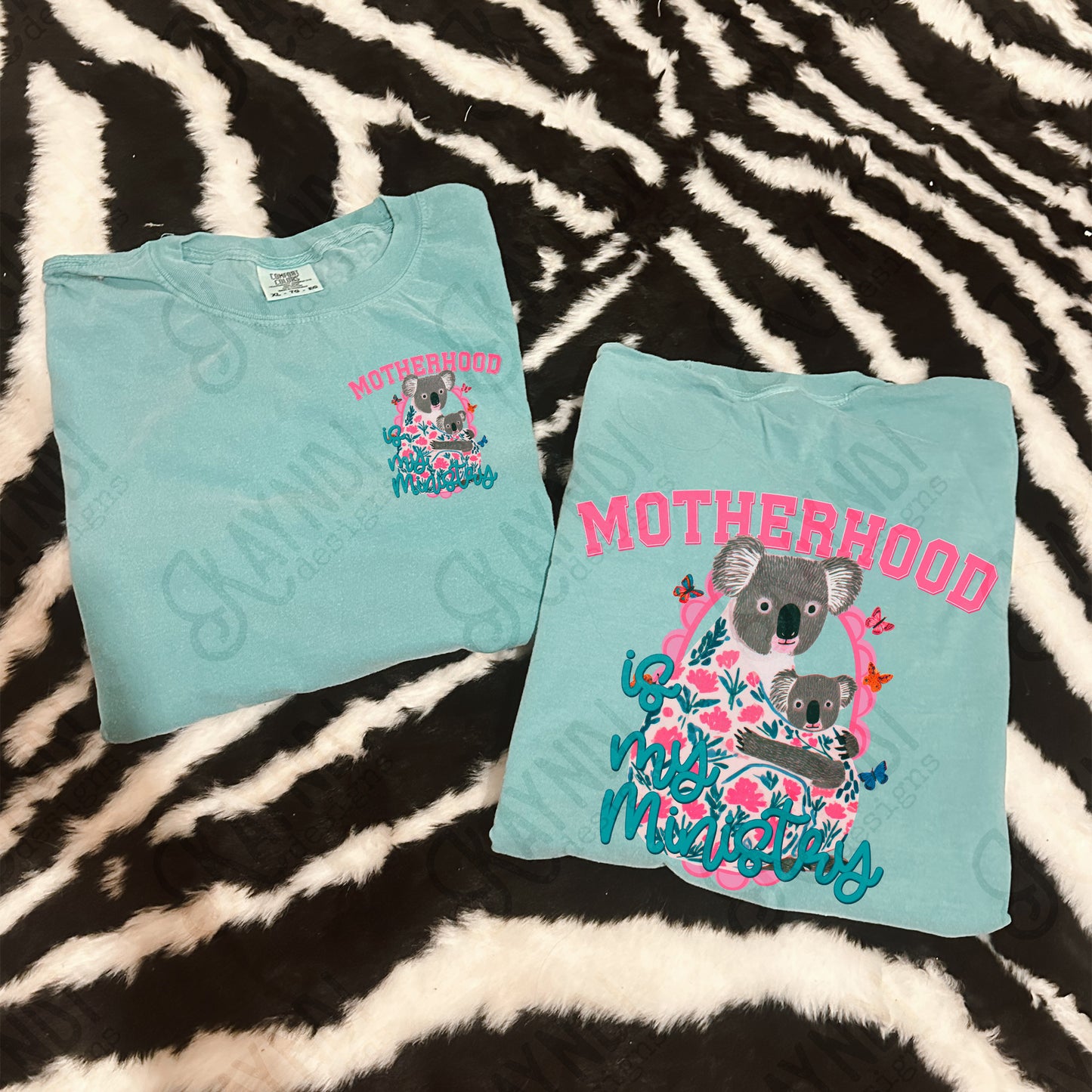 Motherhood is my Ministry Sublimation Design PNG Digital Download Preppy Koala Butterfly Colorful Mom