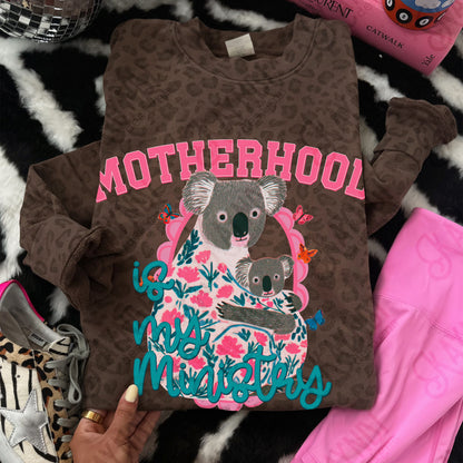 Motherhood is my Ministry Sublimation Design PNG Digital Download Preppy Koala Butterfly Colorful Mom