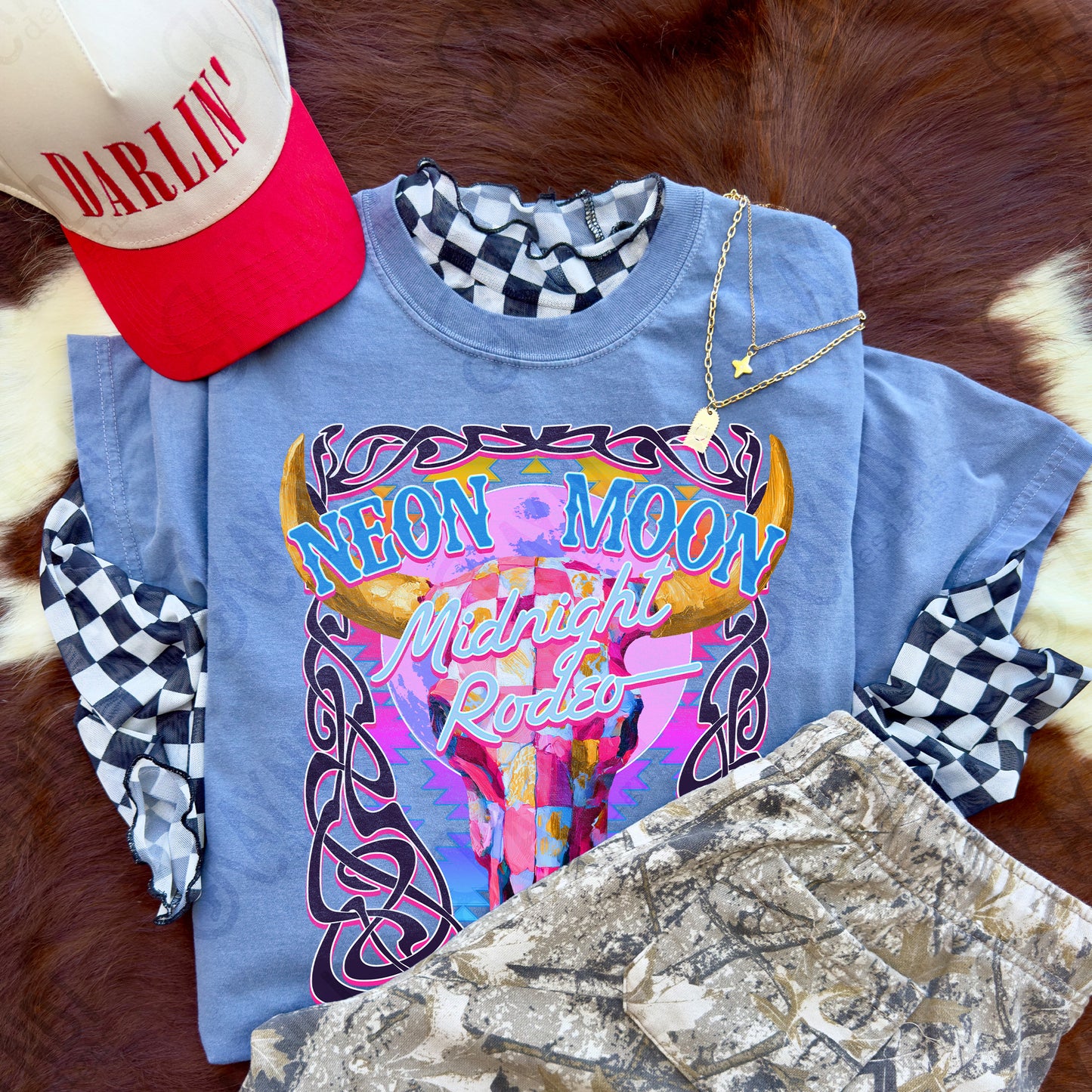 Neon Moon Midnight Rodeo Design PNG Digital Download Sublimation DTF Print Ready