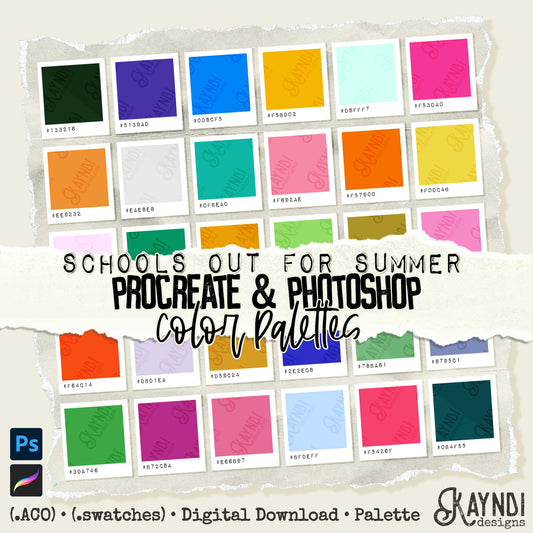 Schools Out for Summer Swatches iPad Design Procreate & Photoshop Color Palette