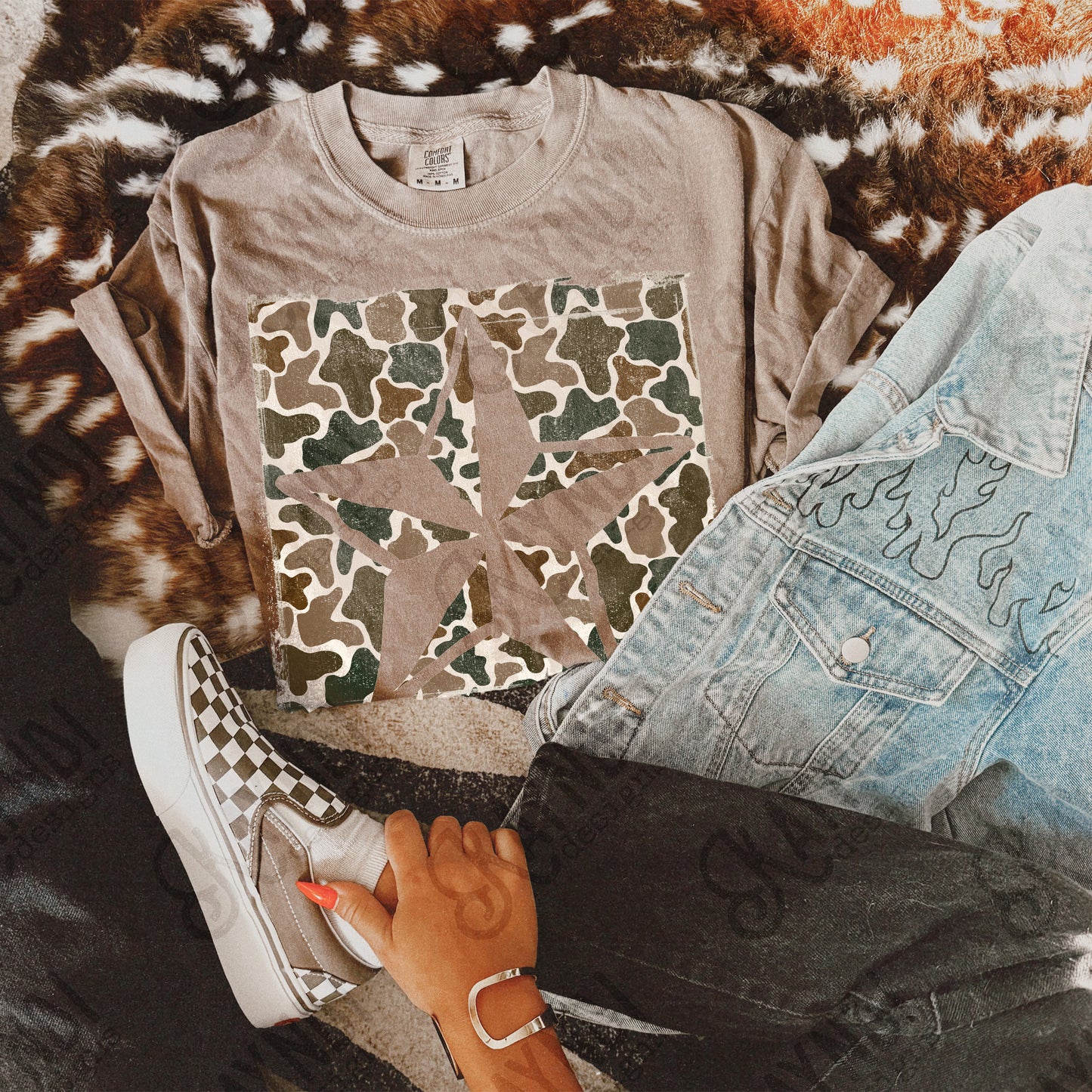 Star Cutout Camo Sublimation Design PNG Digital Download Nautical Inverse