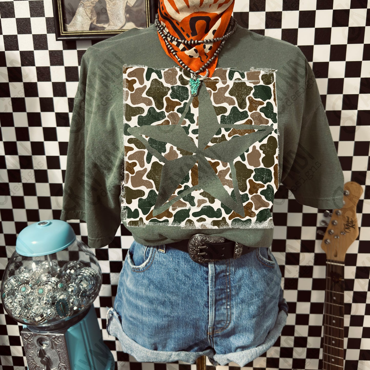 Star Cutout Camo Sublimation Design PNG Digital Download Nautical Inverse