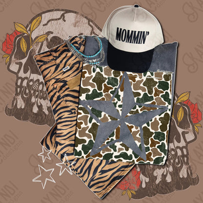 Star Cutout Camo Sublimation Design PNG Digital Download Nautical Inverse