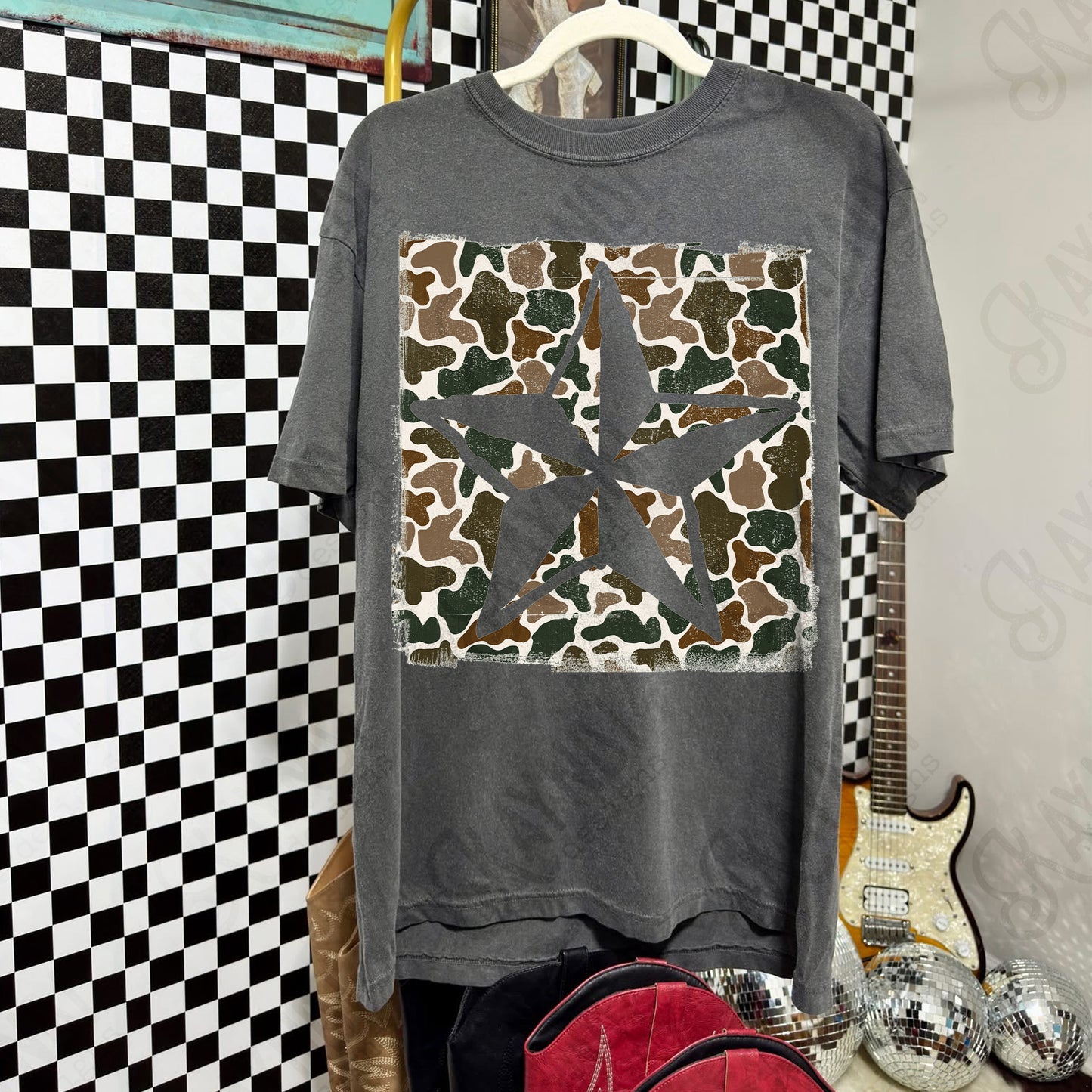 Star Cutout Camo Sublimation Design PNG Digital Download Nautical Inverse