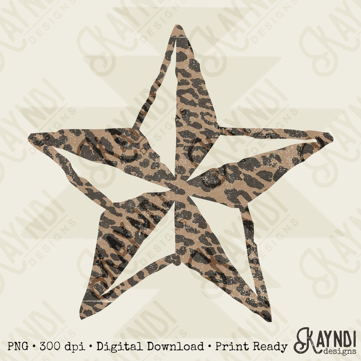 Star Leopard Sublimation Design PNG Digital Download Nautical
