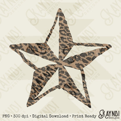 Star Leopard Sublimation Design PNG Digital Download Nautical