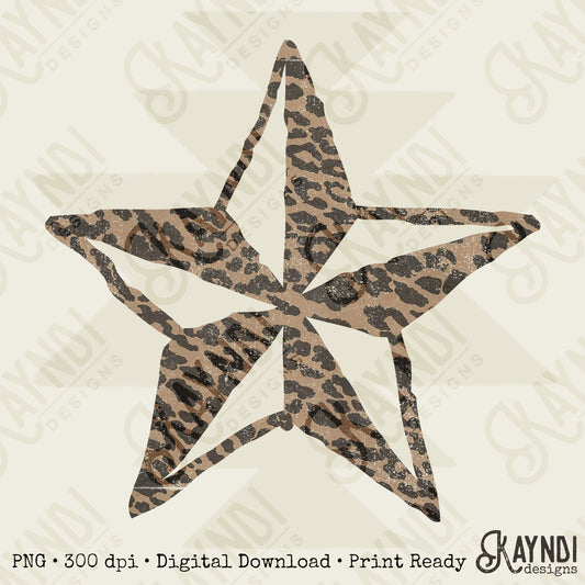 Star Leopard Sublimation Design PNG Digital Download Nautical