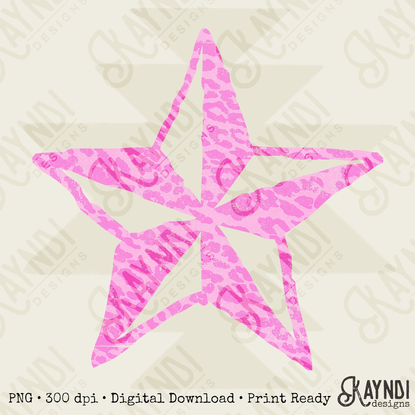 Star Leopard Pink Sublimation Design PNG Digital Download Nautical Pink Animal Print