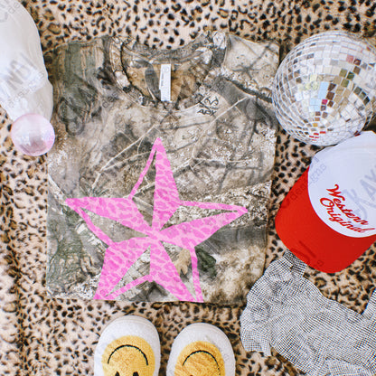 Star Leopard Pink Sublimation Design PNG Digital Download Nautical Pink Animal Print