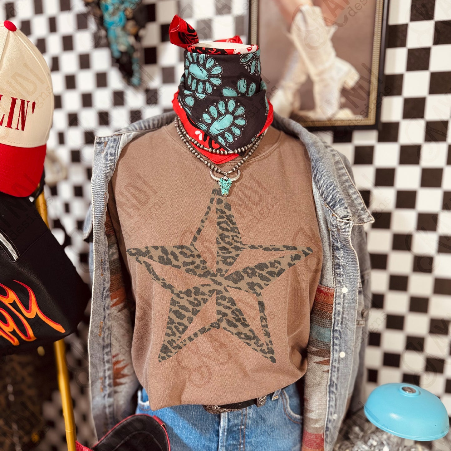 Star Leopard Sublimation Design PNG Digital Download Nautical