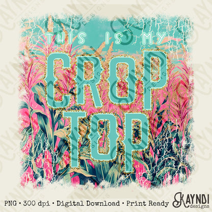 Crop Top Sublimation Design PNG Digital Download Printable Country Farm Distress Agriculture
