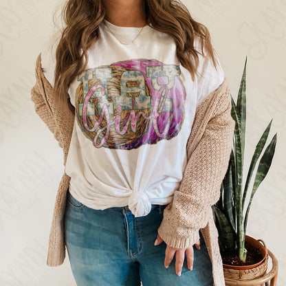 Hay Girl Sublimation Design PNG Digital Download Printable Country Farm