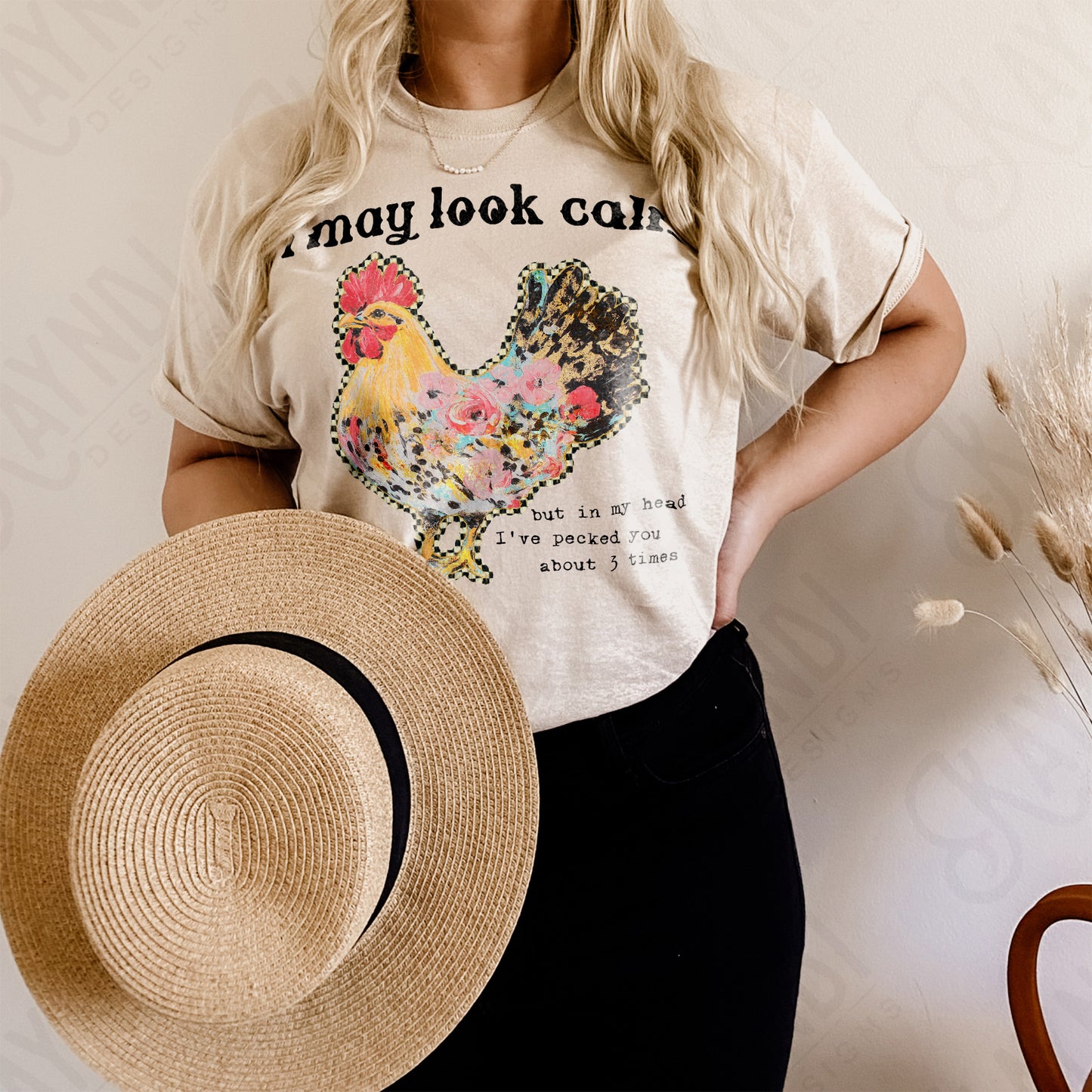I May Look Calm Sublimation Design PNG Digital Download Printable Country Farm Chicken Funny
