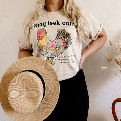 I May Look Calm Sublimation Design PNG Digital Download Printable Country Farm Chicken Funny