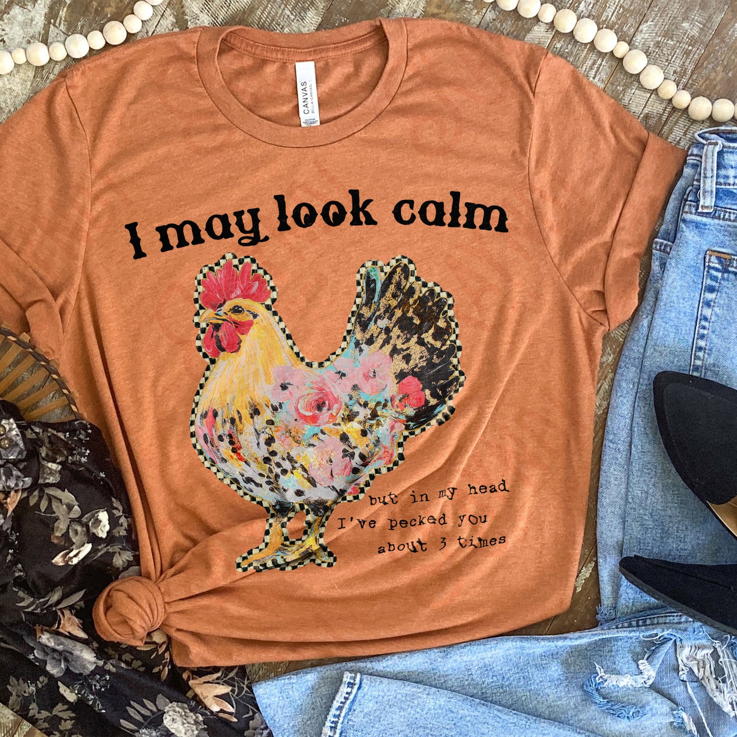 I May Look Calm Sublimation Design PNG Digital Download Printable Country Farm Chicken Funny