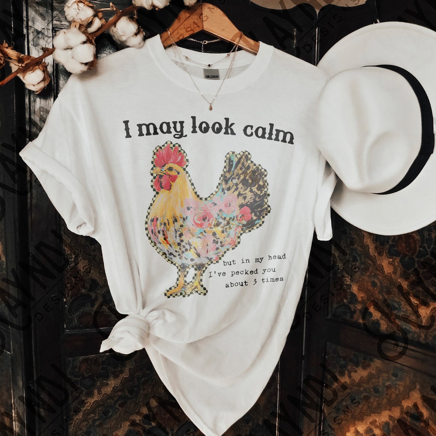 I May Look Calm Sublimation Design PNG Digital Download Printable Country Farm Chicken Funny