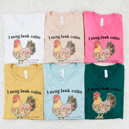 I May Look Calm Sublimation Design PNG Digital Download Printable Country Farm Chicken Funny