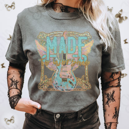 Made to Worship Sublimation Design PNG Digital Download Printable Faith Rock Guitar