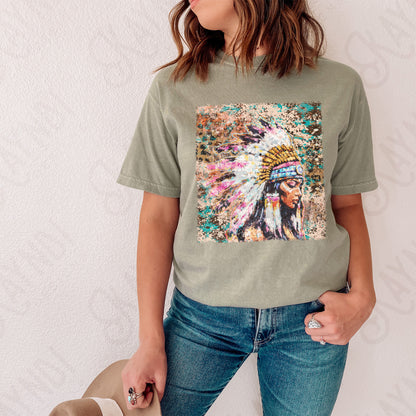Native American  Girl Sublimation Design PNG Digital Download Printable Western Watercolor