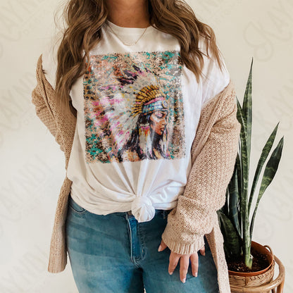 Native American  Girl Sublimation Design PNG Digital Download Printable Western Watercolor