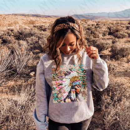 Native American  Girl Sublimation Design PNG Digital Download Printable Western Watercolor