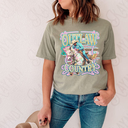 Outlaw Country Sublimation Design PNG Digital Download Printable Country Rodeo Horses Cowboy