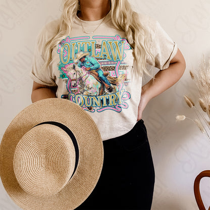 Outlaw Country Sublimation Design PNG Digital Download Printable Country Rodeo Horses Cowboy