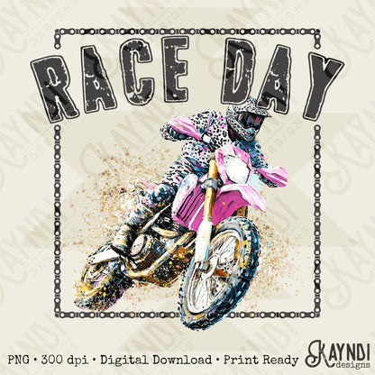 Race Day Sublimation Design PNG Digital Download Printable Dirt Bike Pastel
