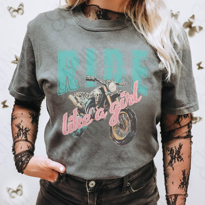 Ride Like a Girl Sublimation Design PNG Digital Download Printable Dirt Bike Pastel