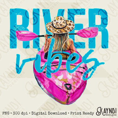River Vibes Sublimation Design PNG Digital Download Printable Summer Water Kayak