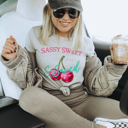 Sassy Sweet and Saved Sublimation Design PNG Digital Download Printable Cherries