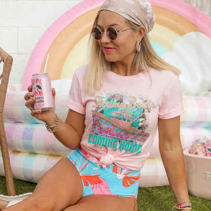 Shrimp Boats Coming Home Sublimation Design PNG Digital Download Printable Coastal Pastel