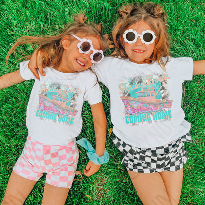 Shrimp Boats Coming Home Sublimation Design PNG Digital Download Printable Coastal Pastel