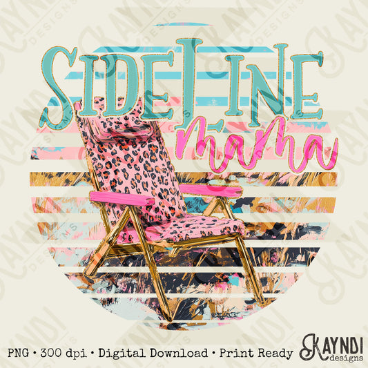 Sideline Mama Sublimation Design PNG Digital Download Printable Distressed Sports Cheetah