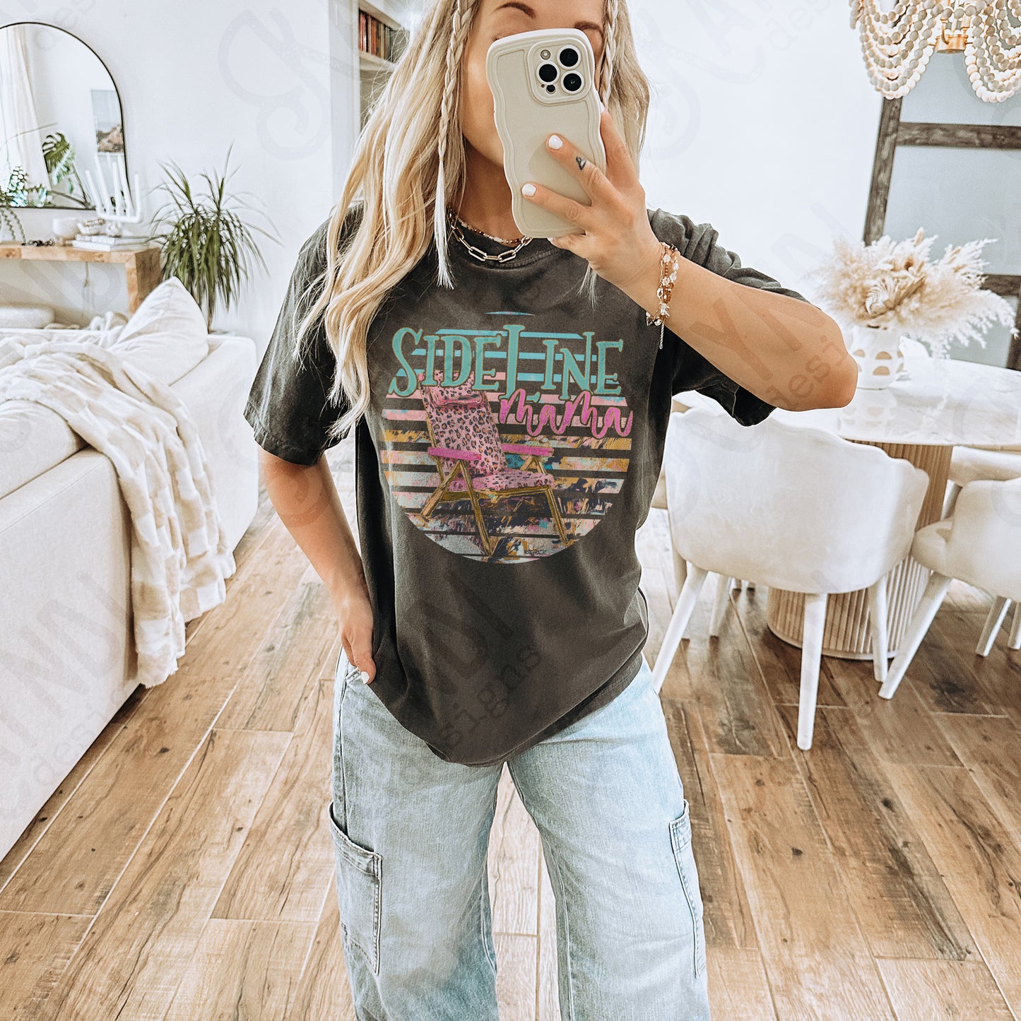 Sideline Mama Sublimation Design PNG Digital Download Printable Distressed Sports Cheetah