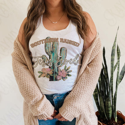 Southern Raised Jesus Saved Sublimation Design PNG Digital Download Printable Cactus Desert