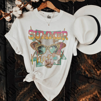 Summer Moood Sublimation Design PNG Digital Download Printable Cows Fun Turquoise