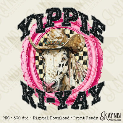 Yippie Ki Yay Sublimation Design PNG Digital Download Printable Country Farm Horse