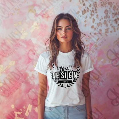 AI Assisted Generic Basic White Tee 2 High Quality JPG File Mock-up